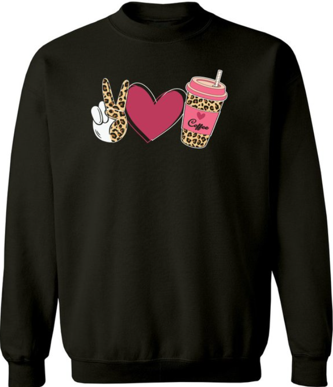 Peace Love and Coffee Crewneck