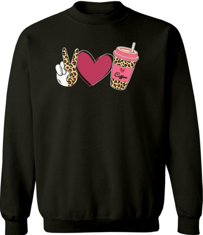 Peace Love and Coffee Crewneck